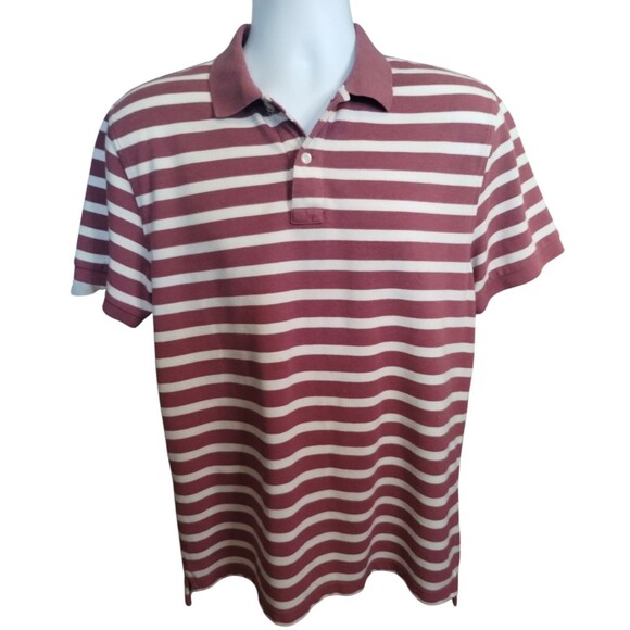 J Crew Men’s Polo Shirt Short Sleeve Striped Red White Collared Large - Picture 2 of 8
